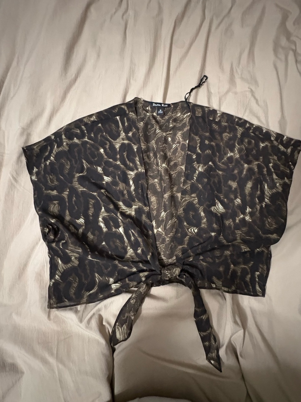 Dana Kay brown and cream cheetah Tie-Front Crop Top